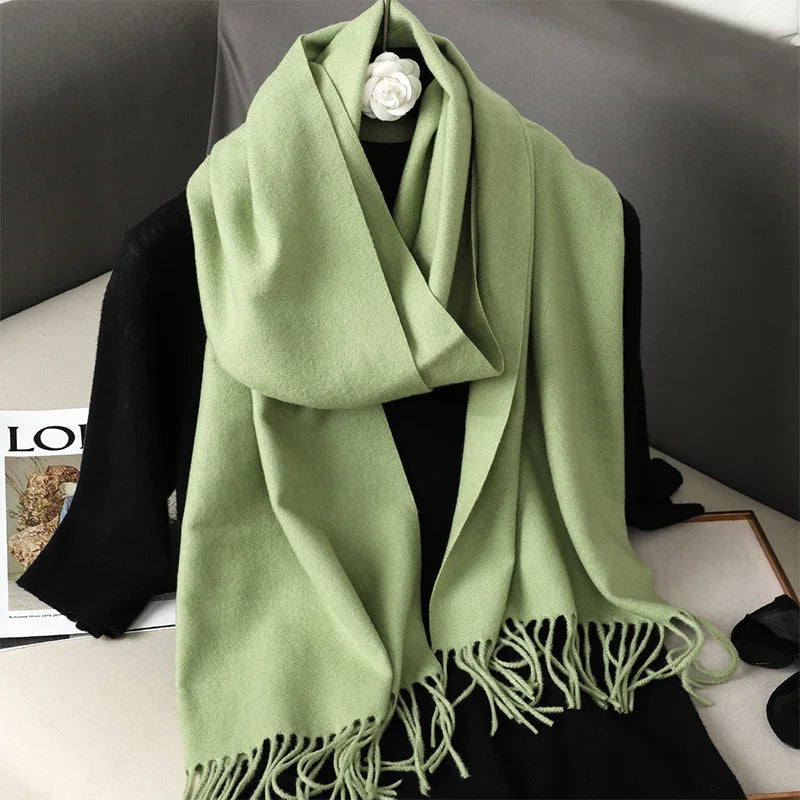 Tasseled Cashmere-Feel Winter Scarf