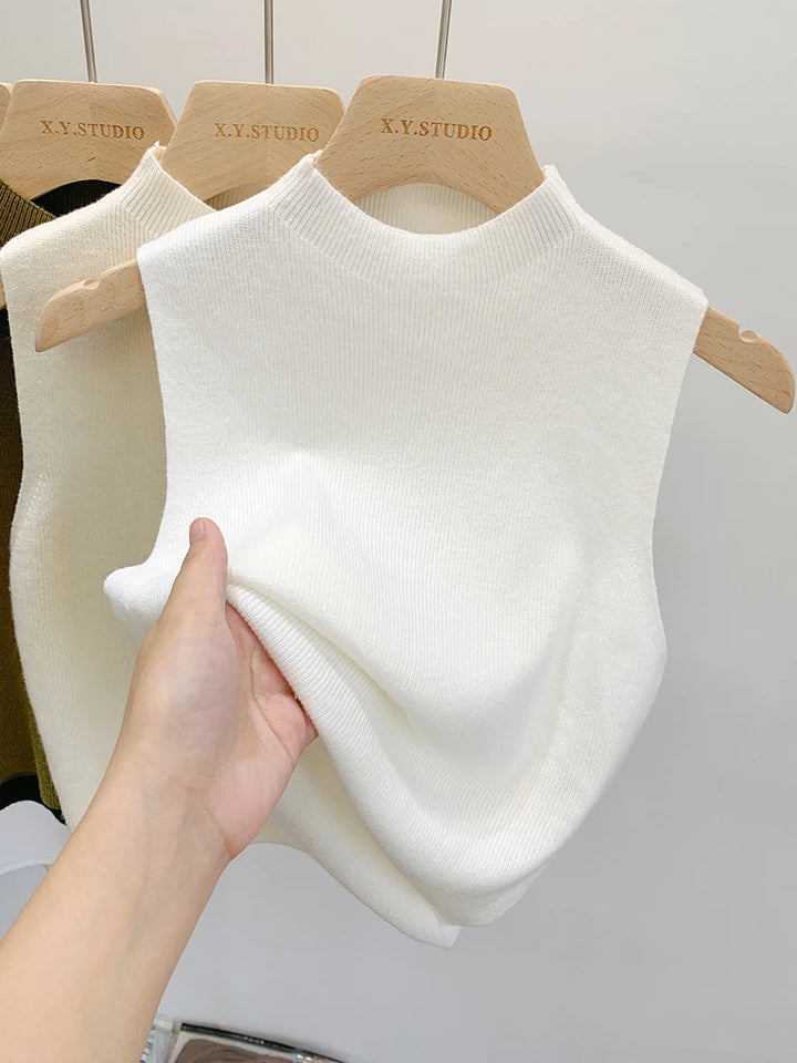 Slim Sleeveless Knit Tank Sweater