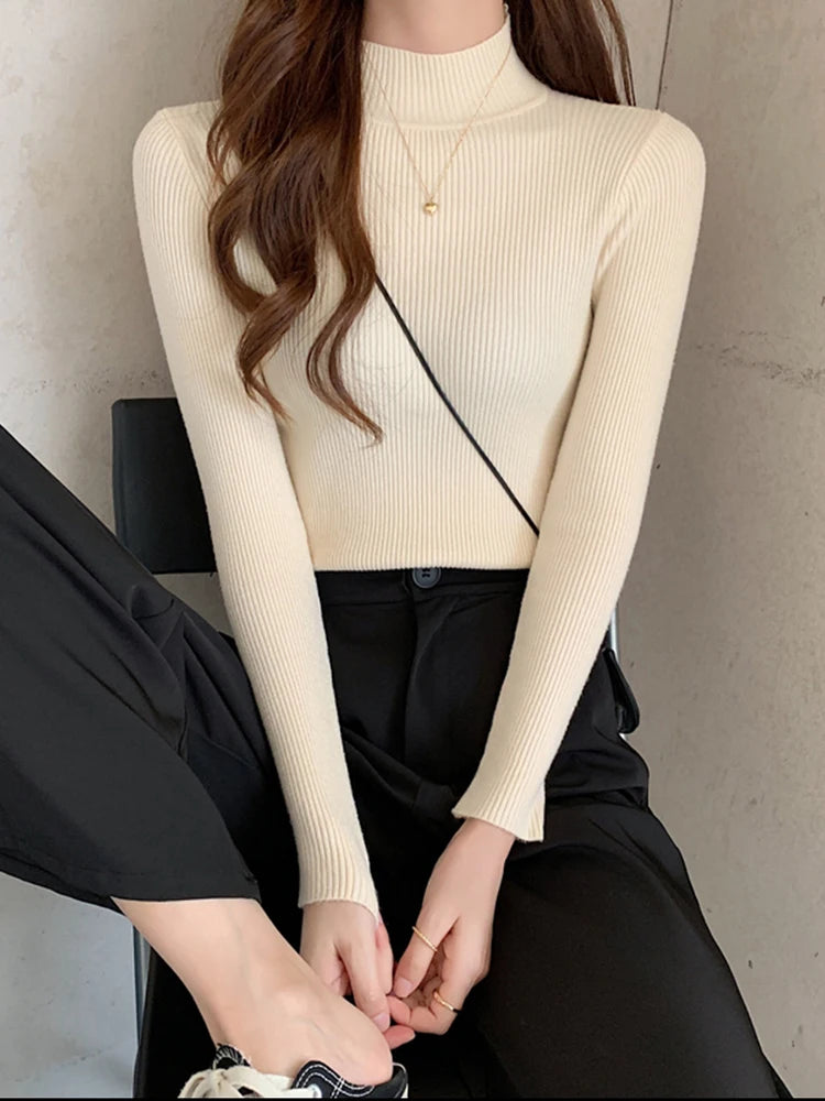 Mock-Neck Basic Knit Sweater - view 6