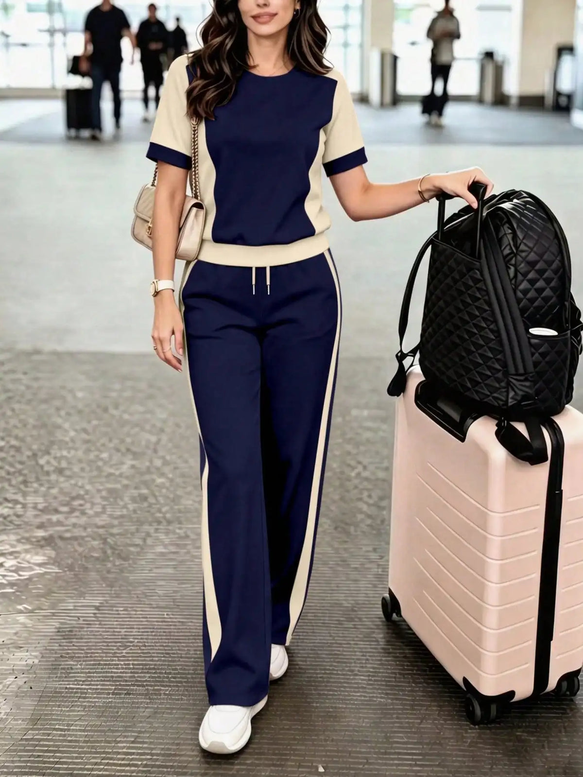 Color-Block Crew Neck Tee & Pants Set - view 14