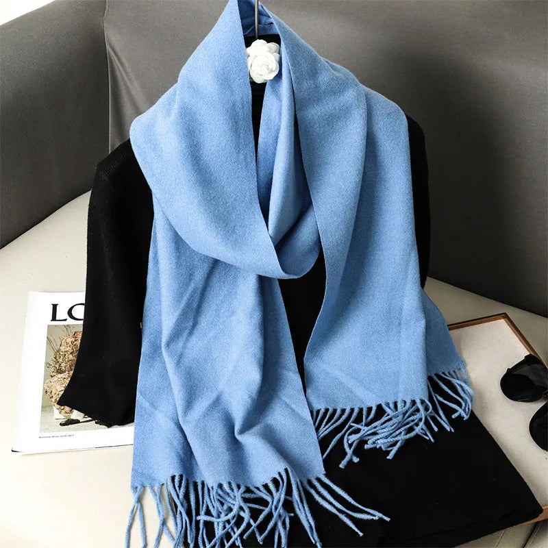 Tasseled Cashmere-Feel Winter Scarf