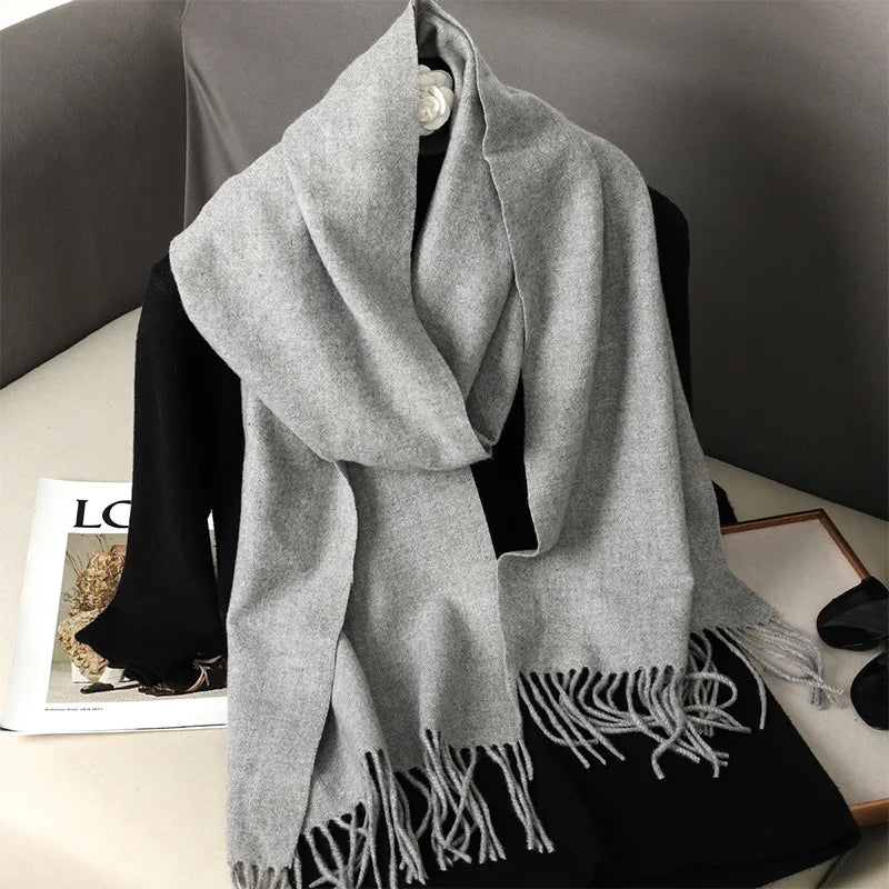 Tasseled Cashmere-Feel Winter Scarf