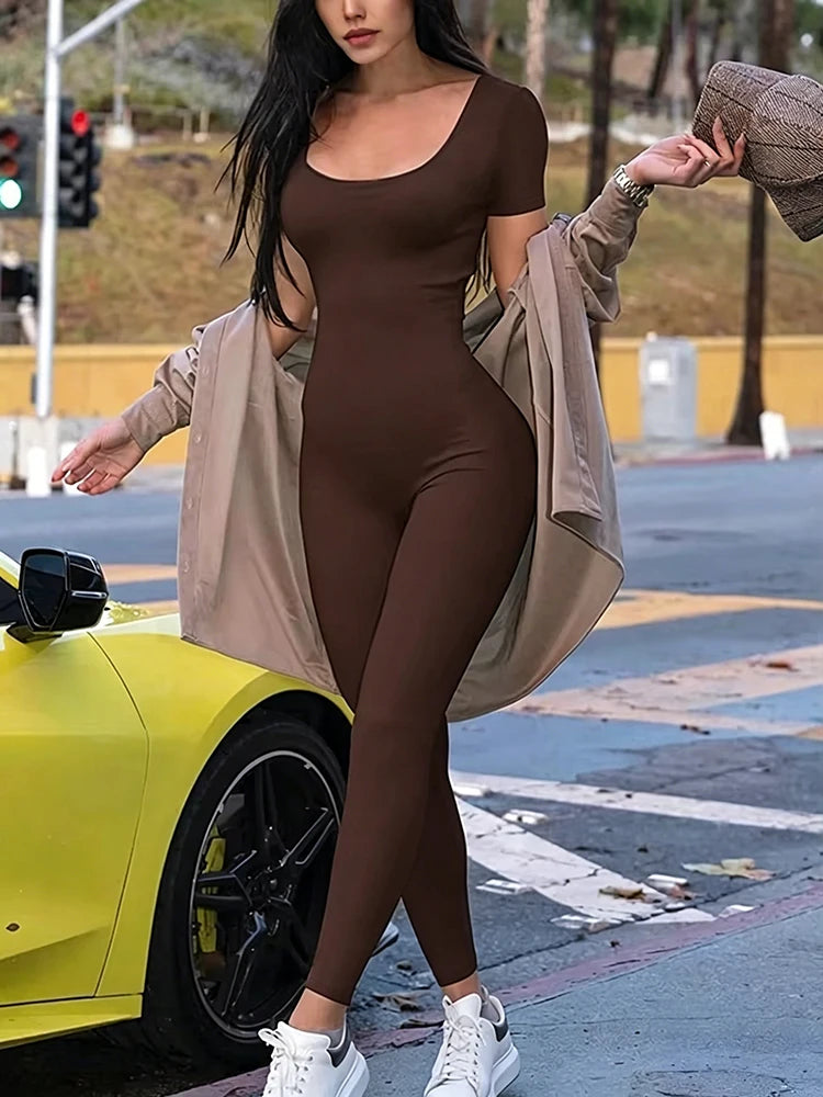 Skinny Bodycon Short-Sleeve Romper - view 7