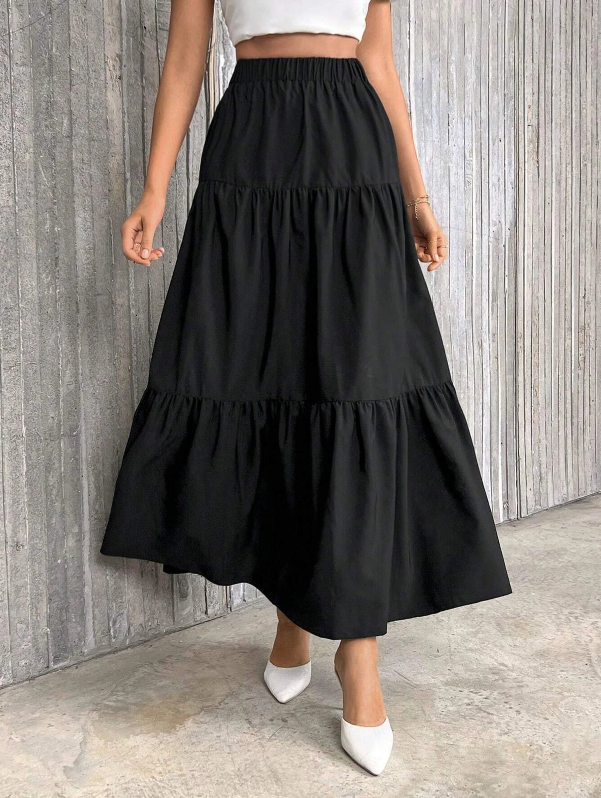 Flounce-Hem High-Waist A-Line Skirt - view 6