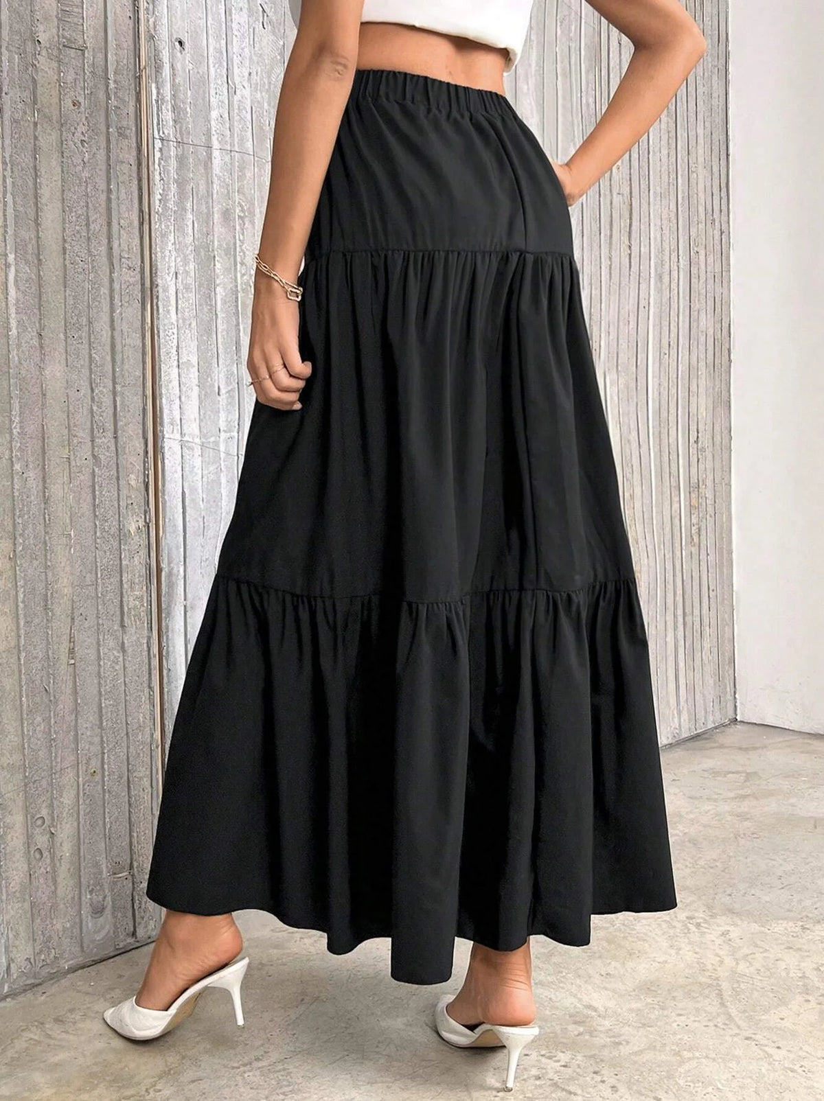 Flounce-Hem High-Waist A-Line Skirt - view 2