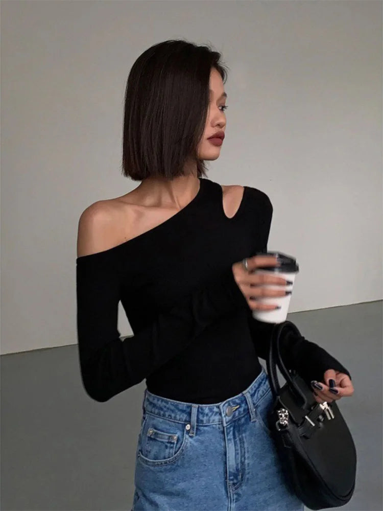 Skew-Collar Off-Shoulder Crop Tee - view 4