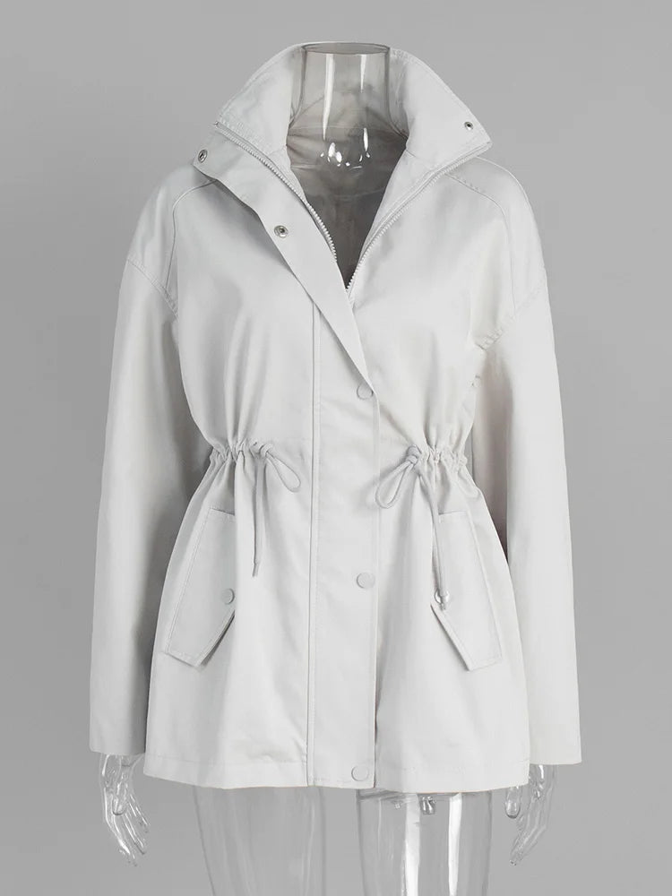 Lace-Up Stand-Collar Trench Jacket - view 6