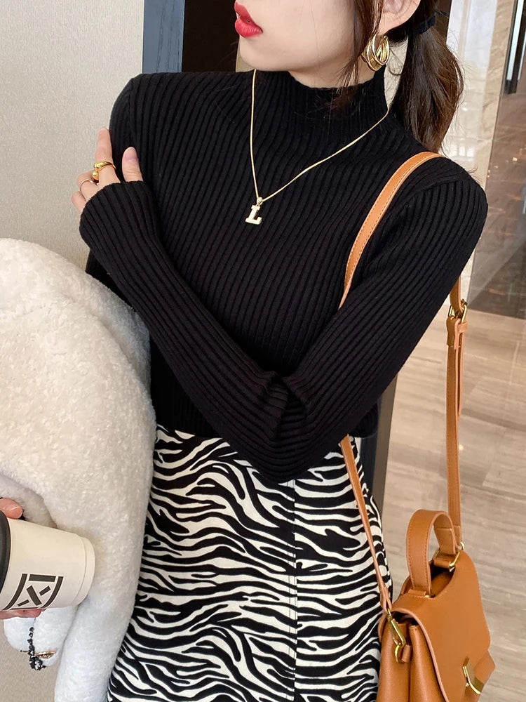 Slim Mock-Neck Knit Sweater - view 8