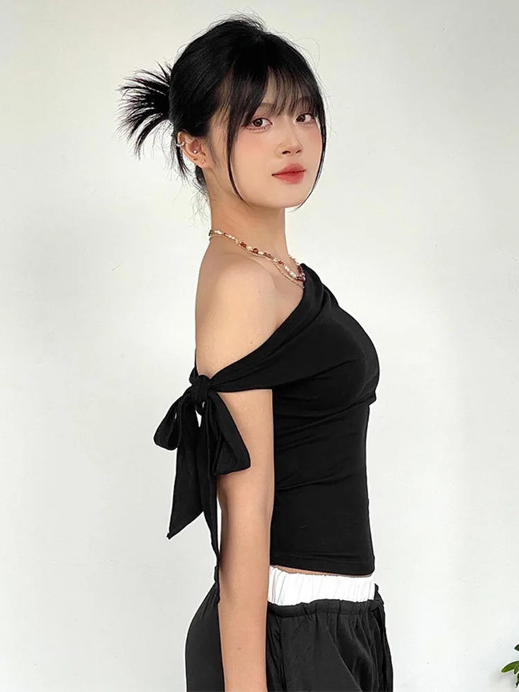 One-Shoulder Asymmetric Crop Top - view 4