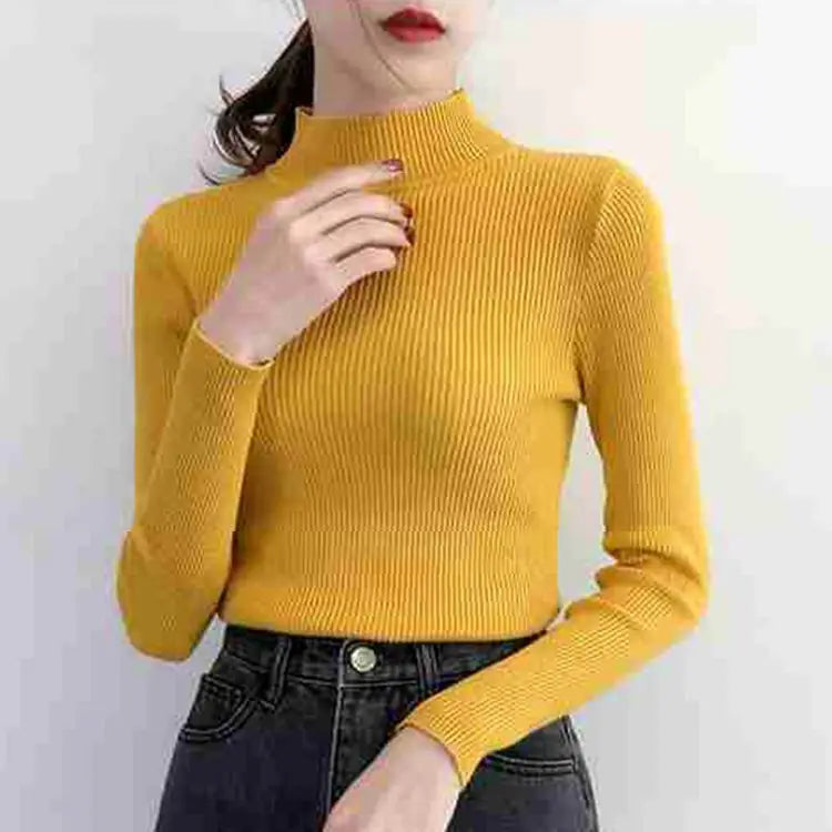 Mock-Neck Basic Knit Sweater - view 9