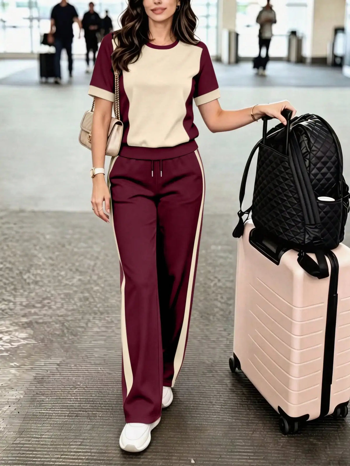 Color-Block Crew Neck Tee & Pants Set - view 11