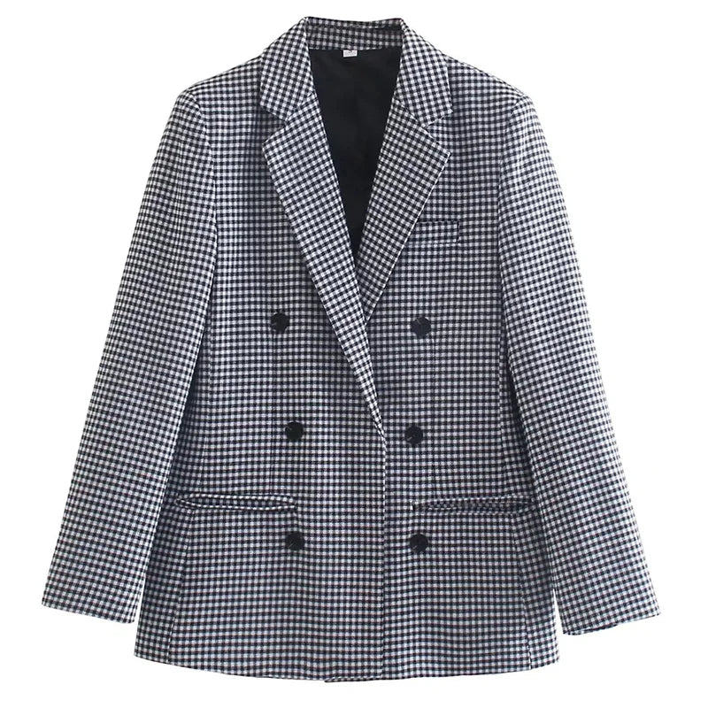Plaid Double-Breasted Blazer - view 6