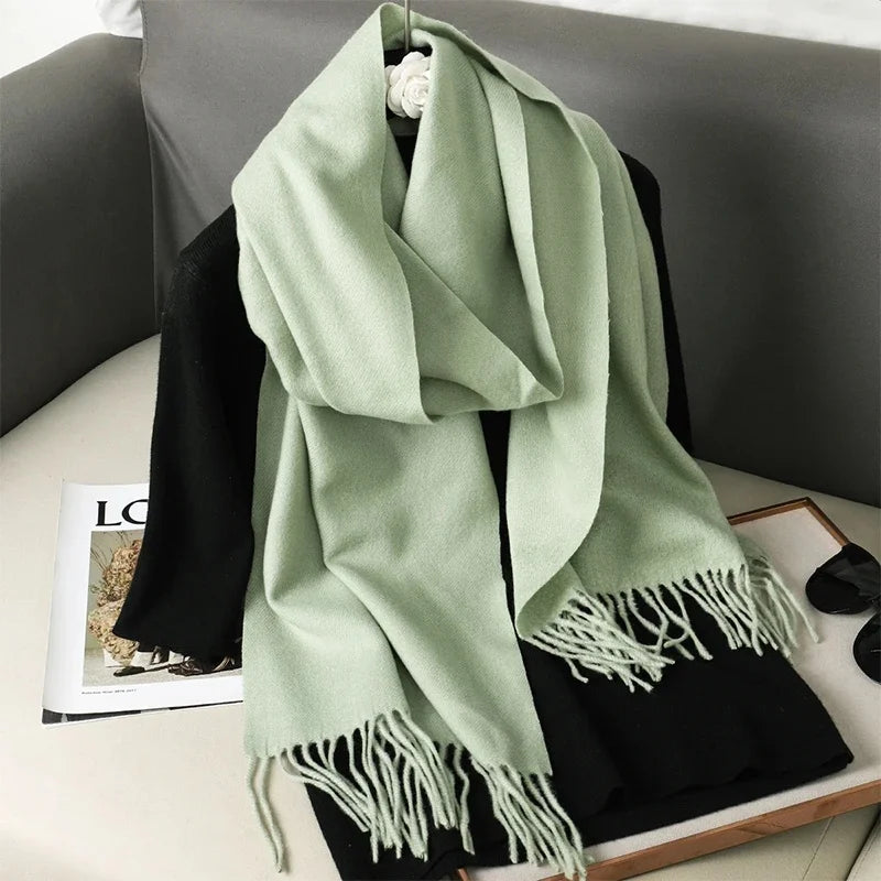 Tasseled Cashmere-Feel Winter Scarf