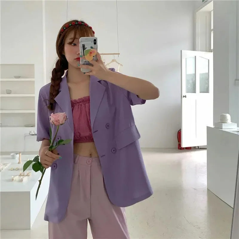 Double-Breasted Cropped Blazer - view 6