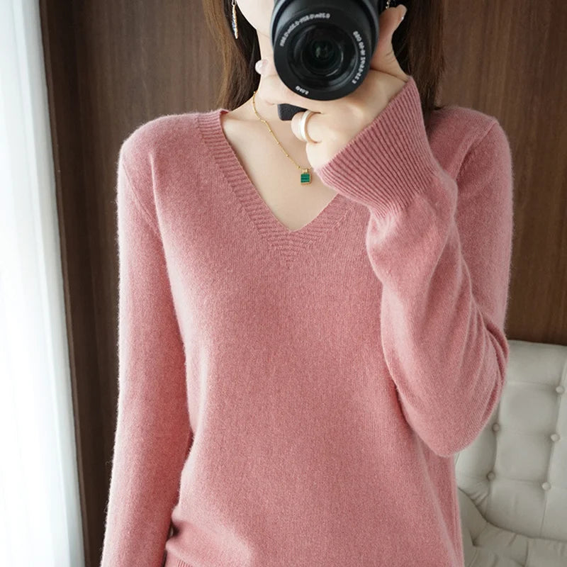 Cashmere-Feel Lace-Neck Hollow Pullover