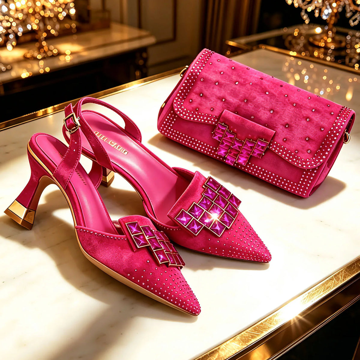 Rhinestone Pointed-Toe Heels & Bag Set - view 9