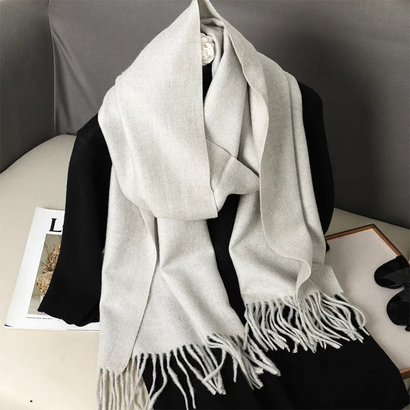 Tasseled Cashmere-Feel Winter Scarf