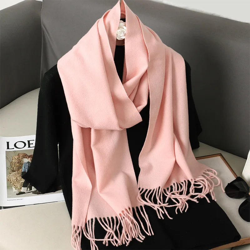 Tasseled Cashmere-Feel Winter Scarf