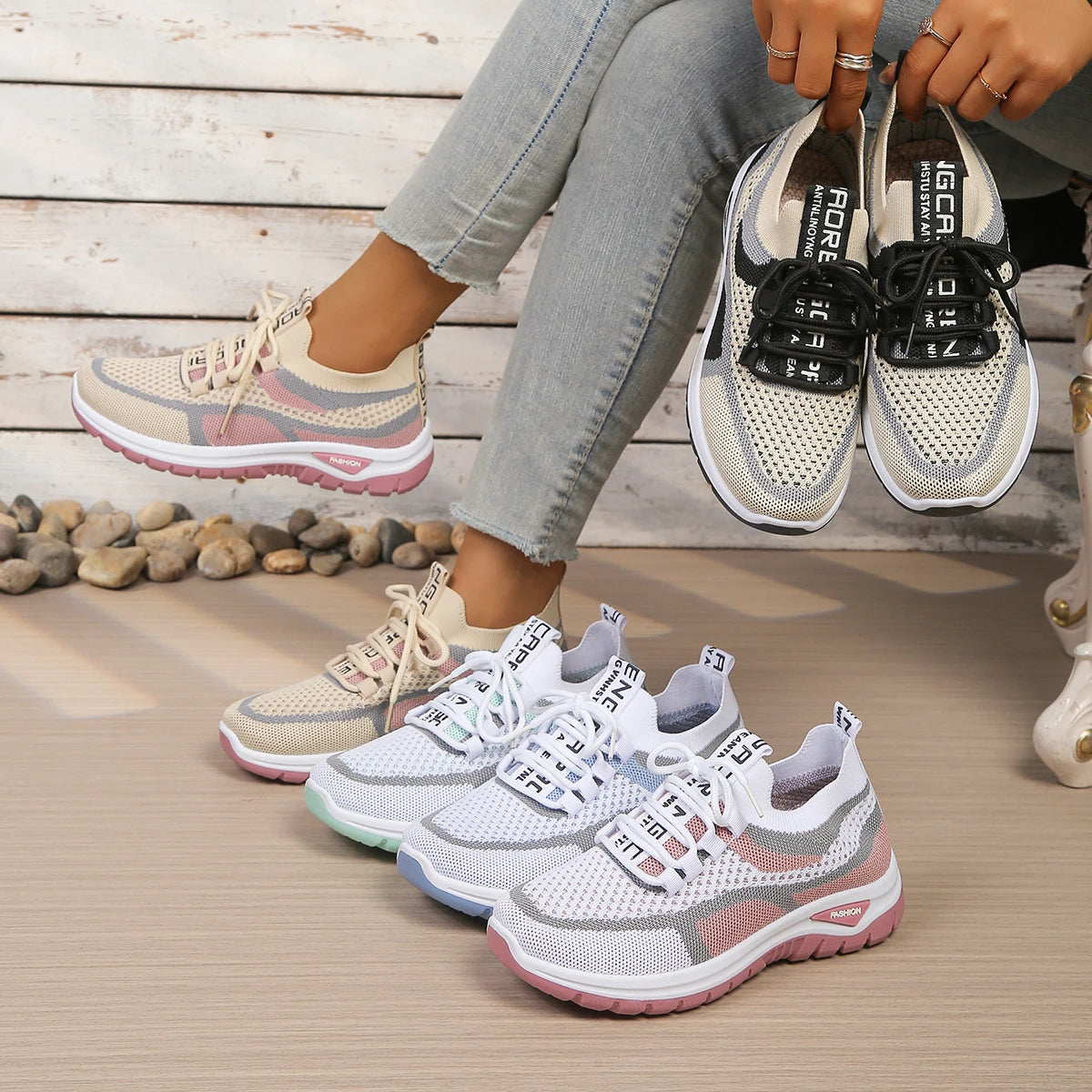 Two-Tone Lace-Up Sneakers - view 3