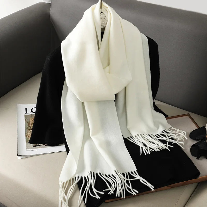 Tasseled Cashmere-Feel Winter Scarf