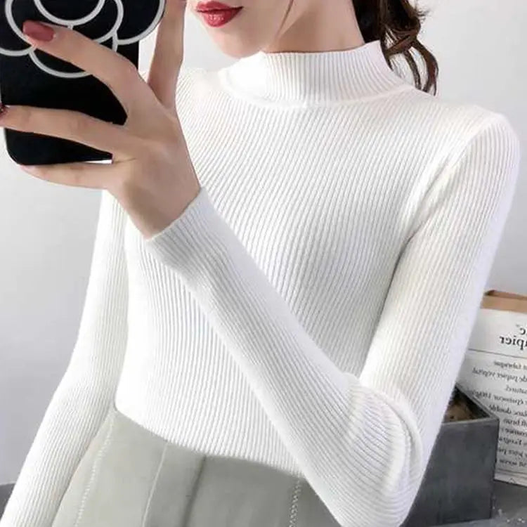 Mock-Neck Basic Knit Sweater - view 12