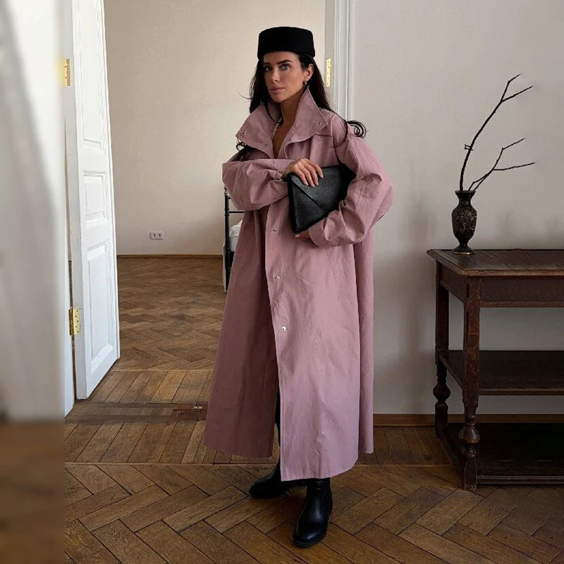 Drop-Shoulder Stand-Collar Maxi Coat - view 5
