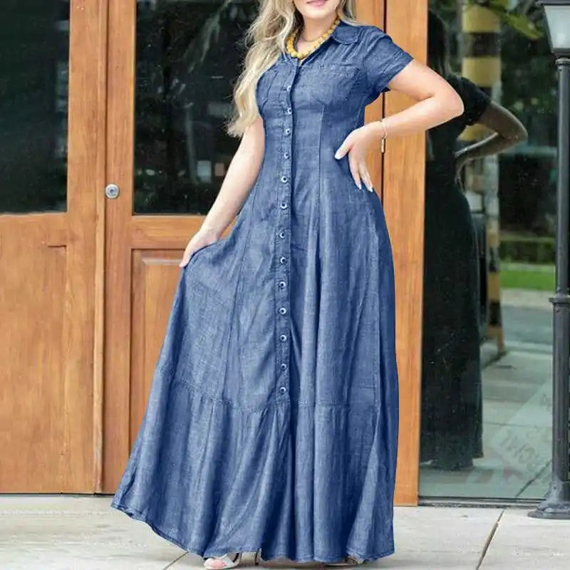 Button-Front Collared Maxi Dress - view 4