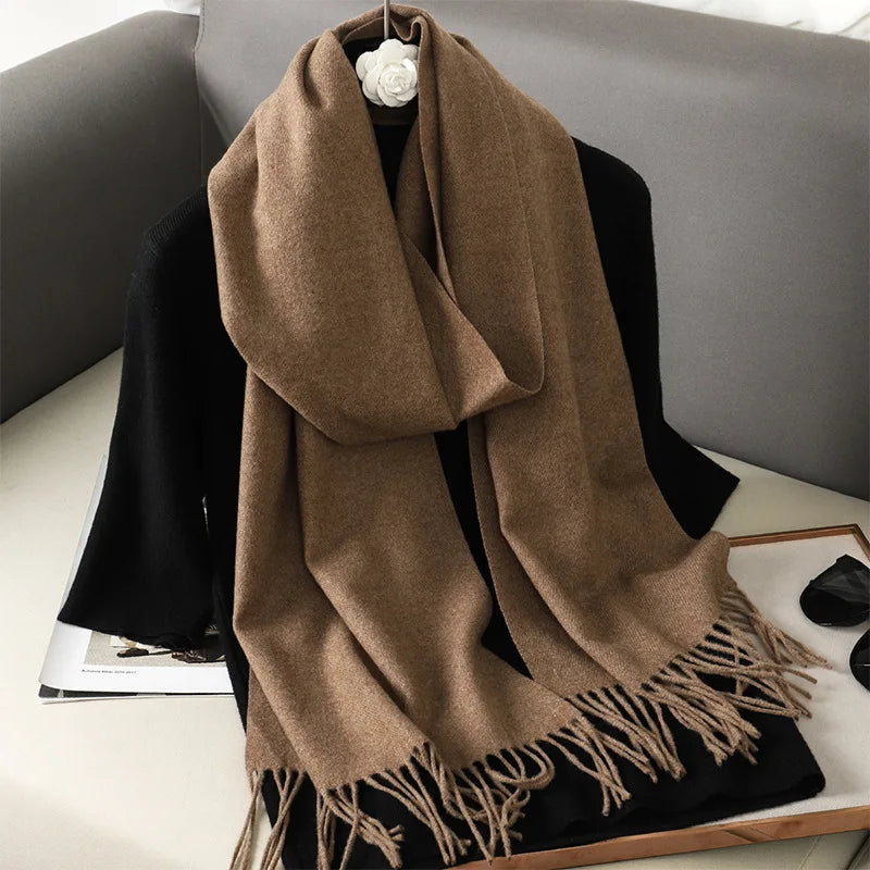 Tasseled Cashmere-Feel Winter Scarf