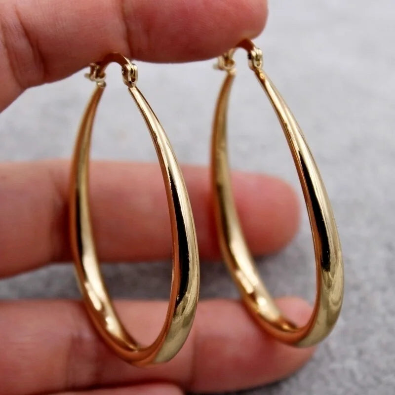 Smooth Gold Hoop Earrings - view 3