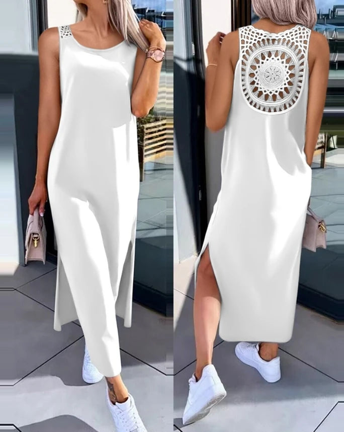 Slit Hollow-Out Sleeveless Dress - view 9
