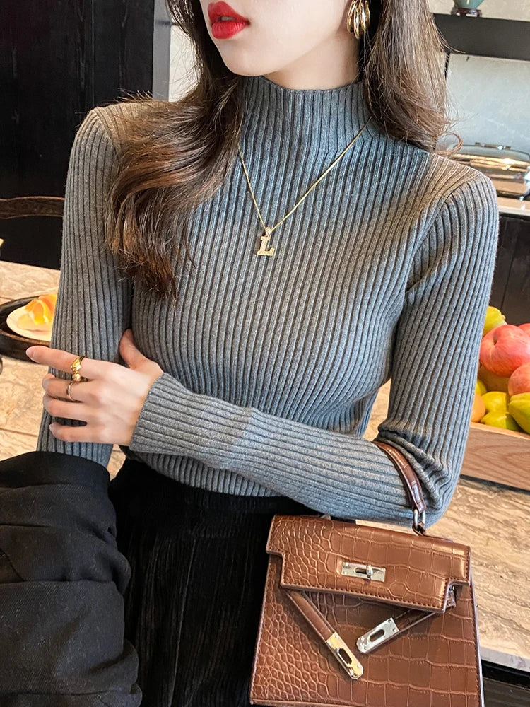 Slim Mock-Neck Knit Sweater - view 6