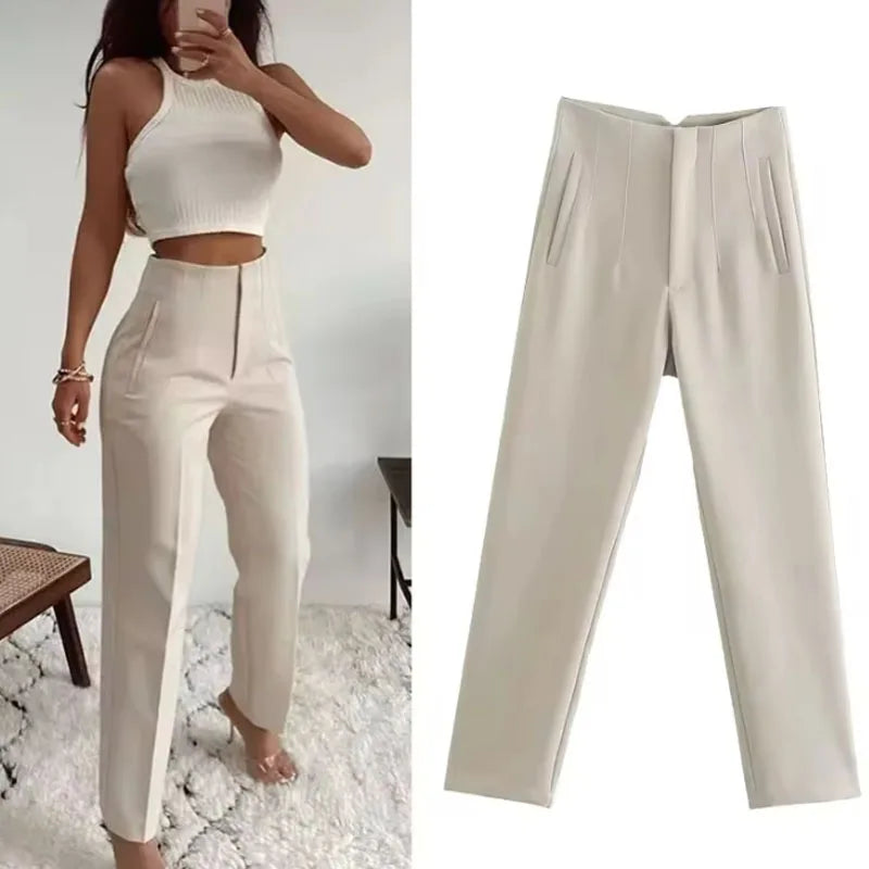 High-Waist Pencil Office Trousers - view 3