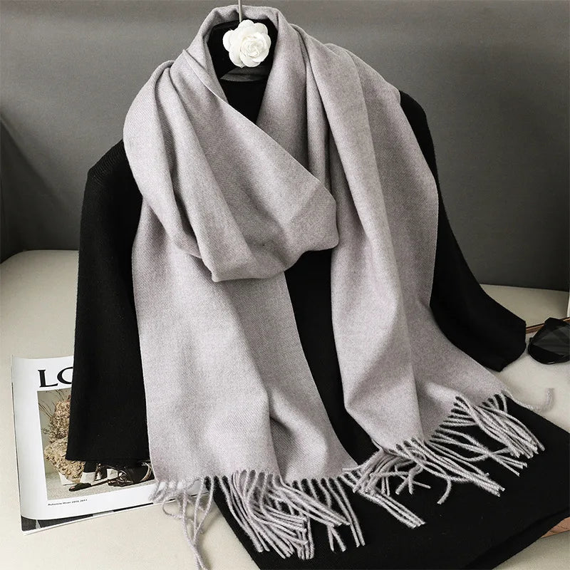 Tasseled Cashmere-Feel Winter Scarf