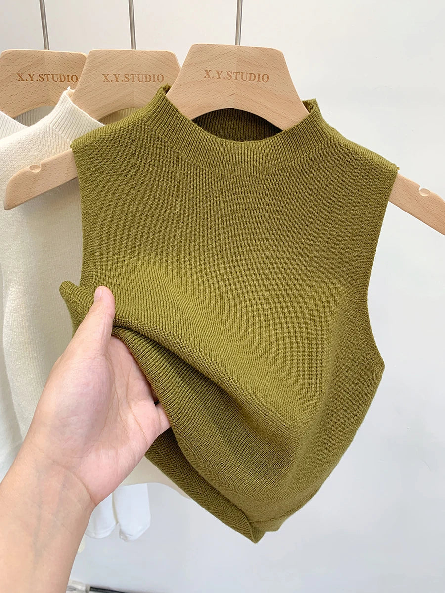 Slim Sleeveless Knit Tank Sweater - view 3