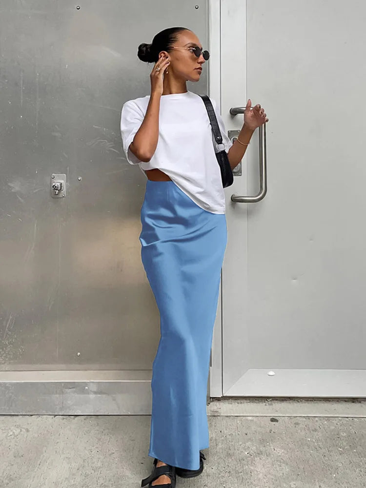 Satin Trumpet Midi Skirt - view 3