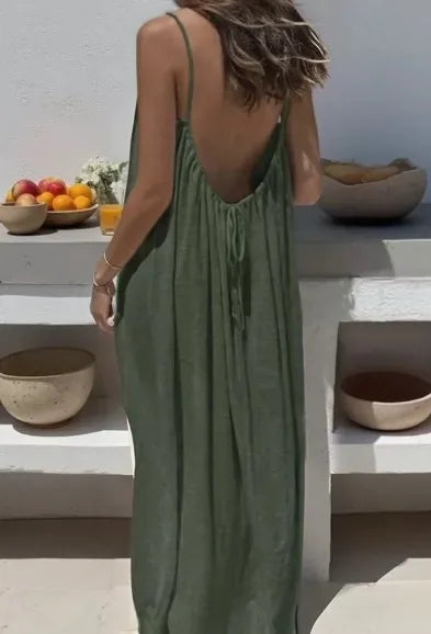 Halter Spaghetti-Strap Midi Dress