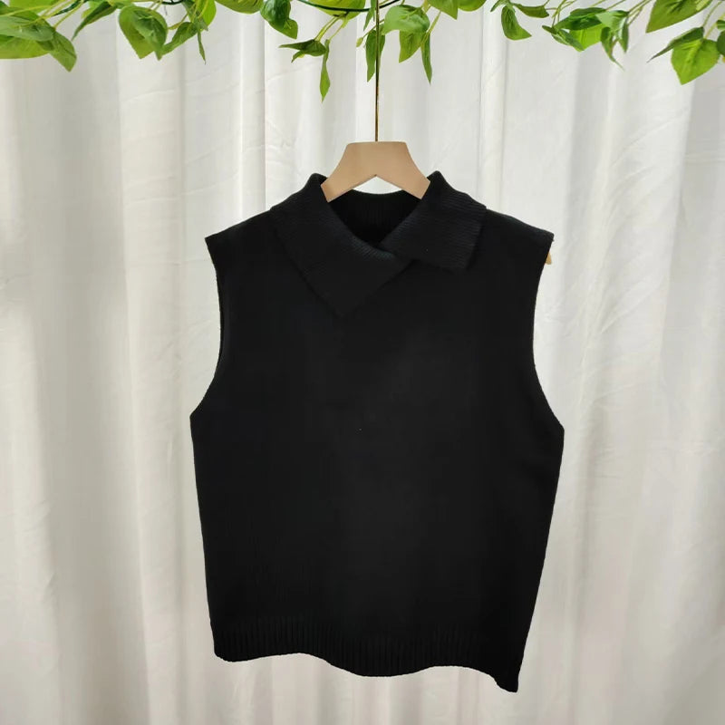 Lapel Sleeveless Knit Vest - view 10