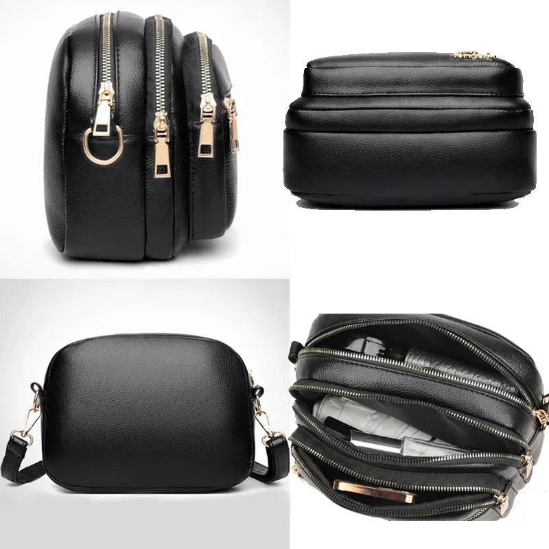 Multi-Pocket Leather Messenger Bag - view 5