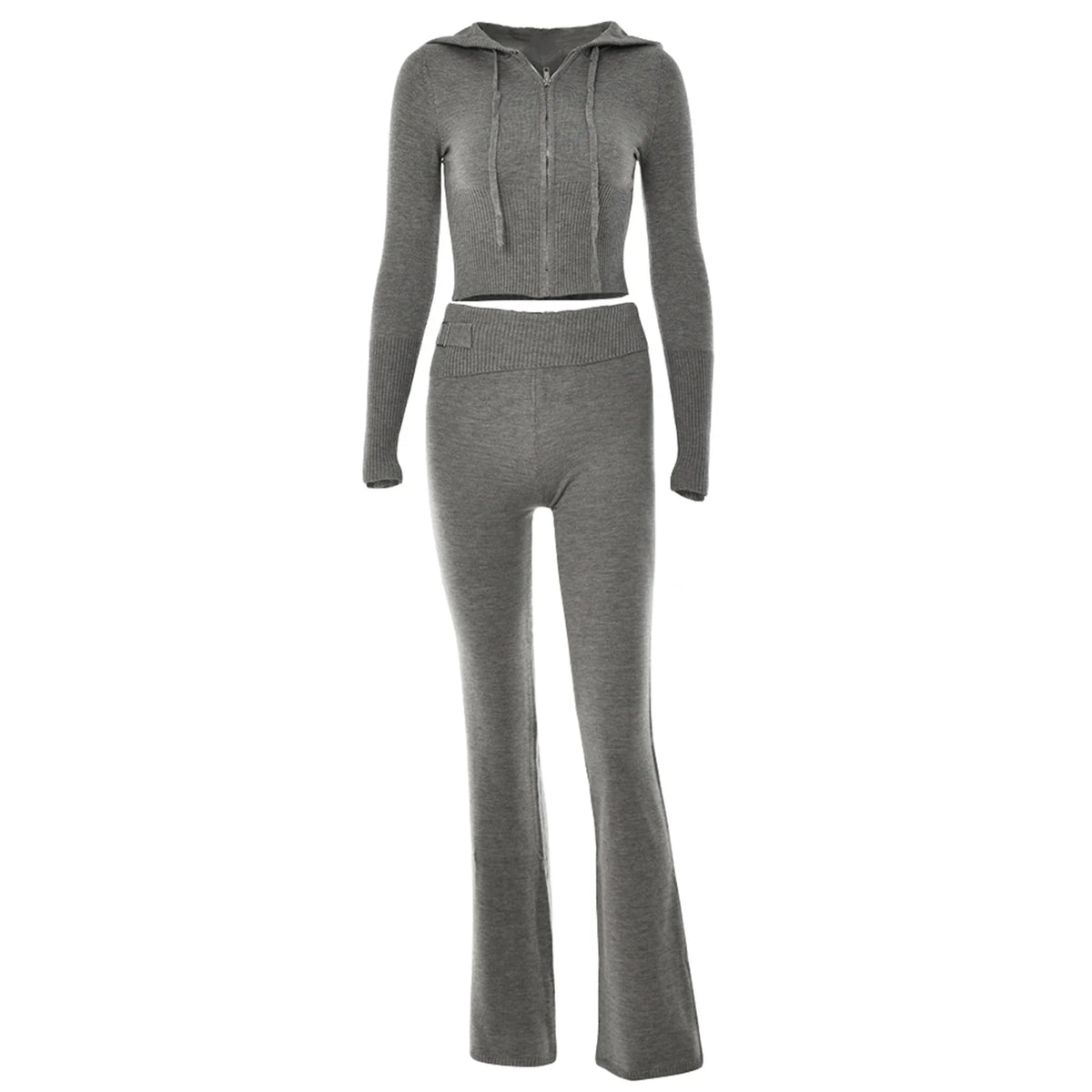 Ribbed Knit Hooded Two-Piece Set - view 13