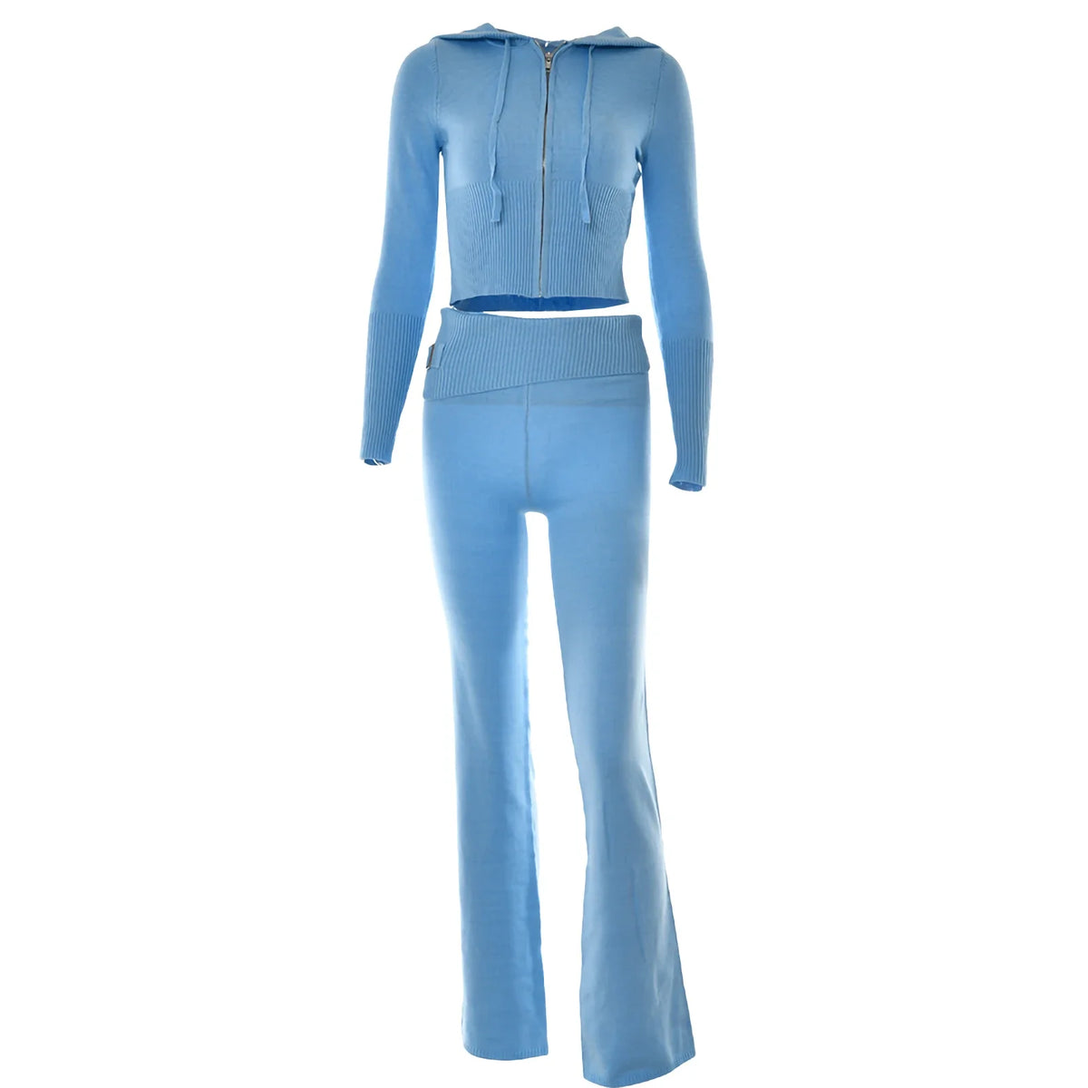 Ribbed Knit Hooded Two-Piece Set - view 14