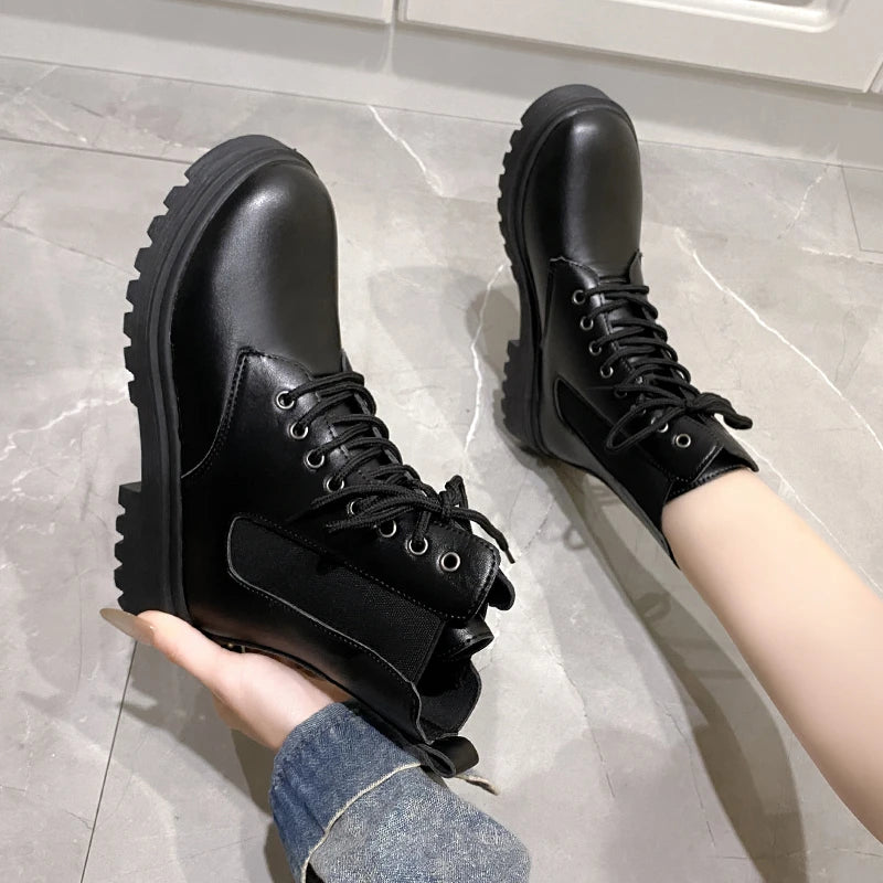 Chunky-Heel Round-Toe Chelsea Boots