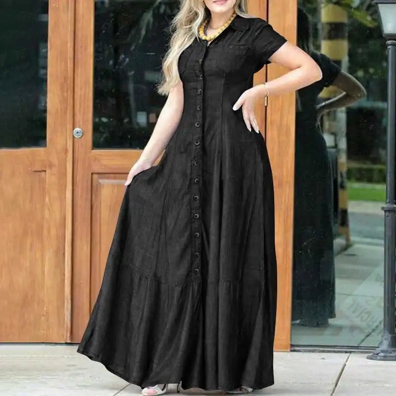 Button-Front Collared Maxi Dress - view 5