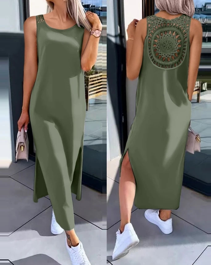 Slit Hollow-Out Sleeveless Dress - view 11