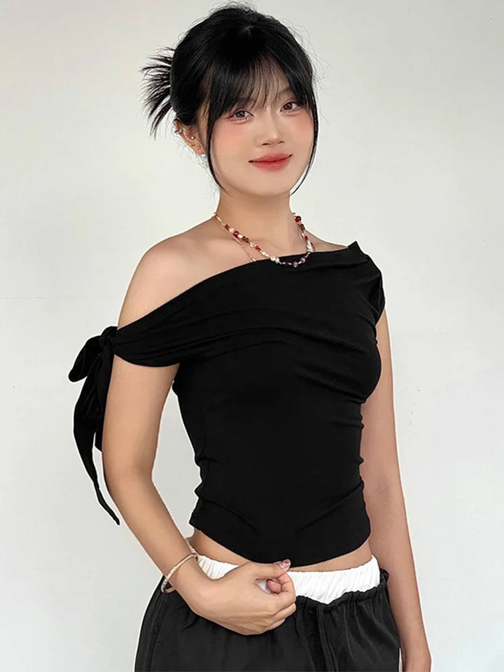 One-Shoulder Asymmetric Crop Top - view 2