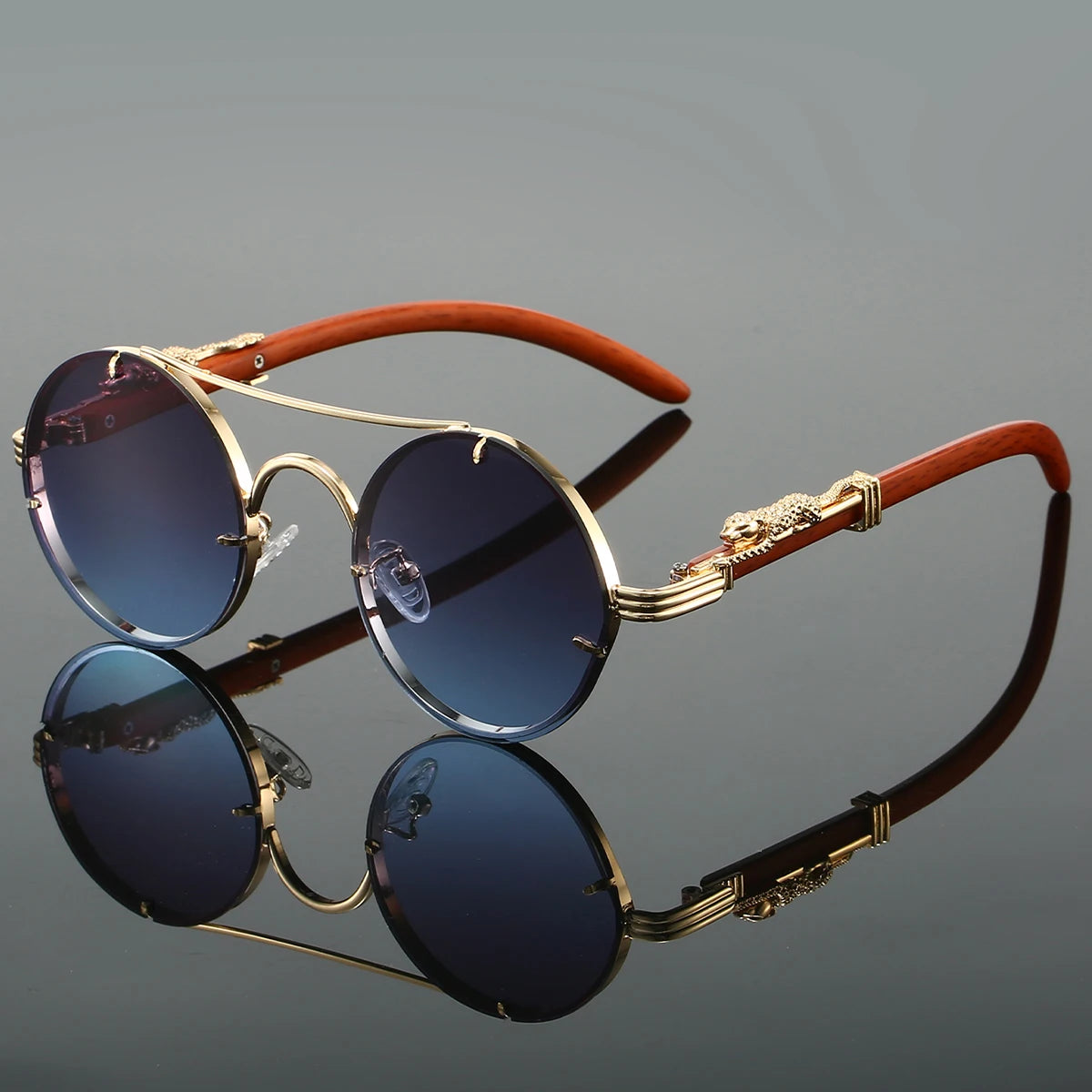 Double-Bridge Round Sunglasses - view 5