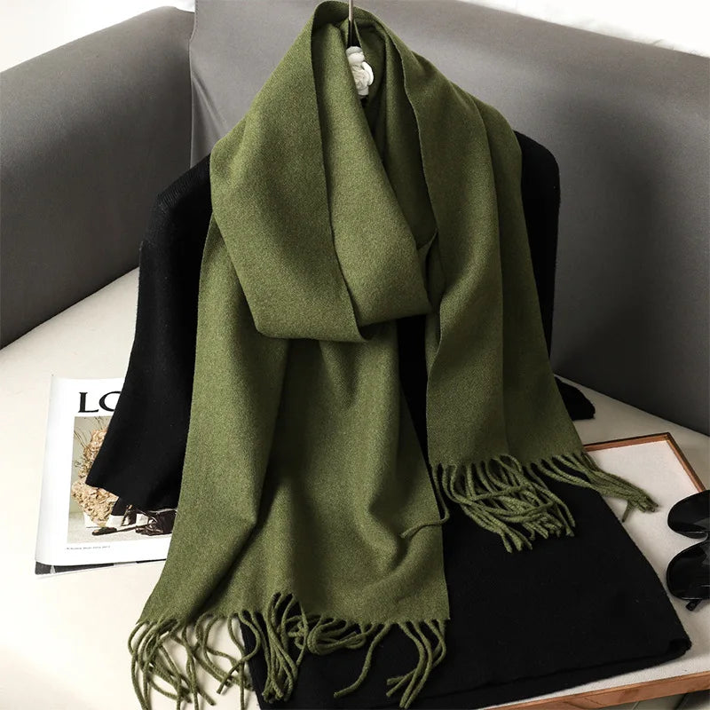 Tasseled Cashmere-Feel Winter Scarf