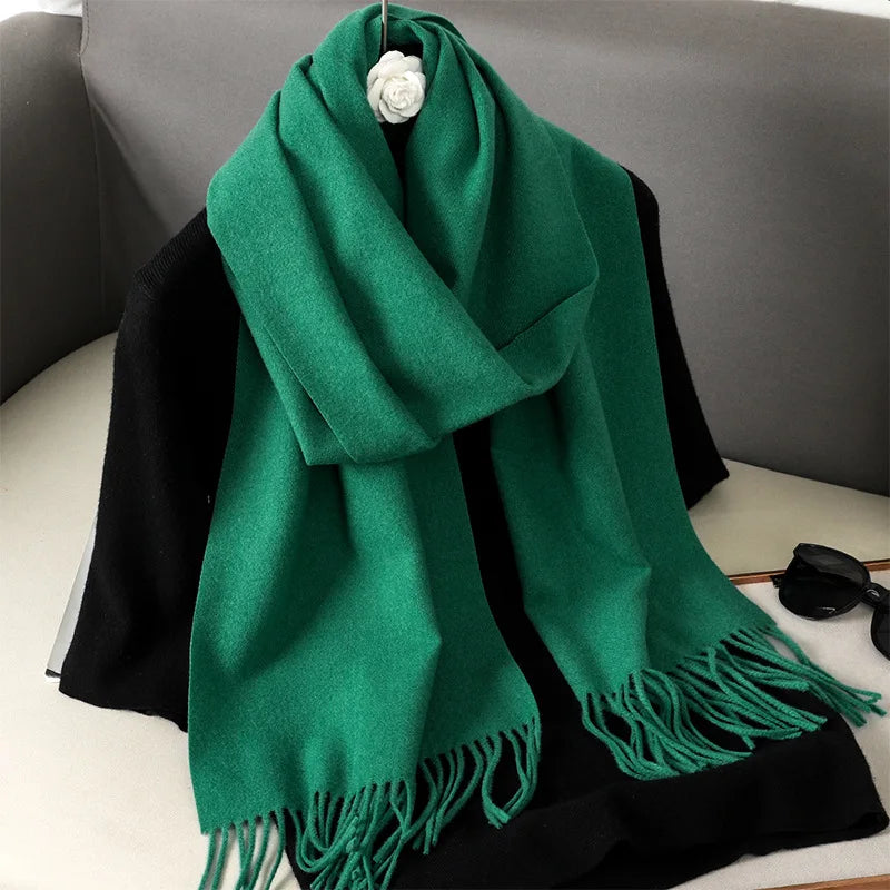Tasseled Cashmere-Feel Winter Scarf