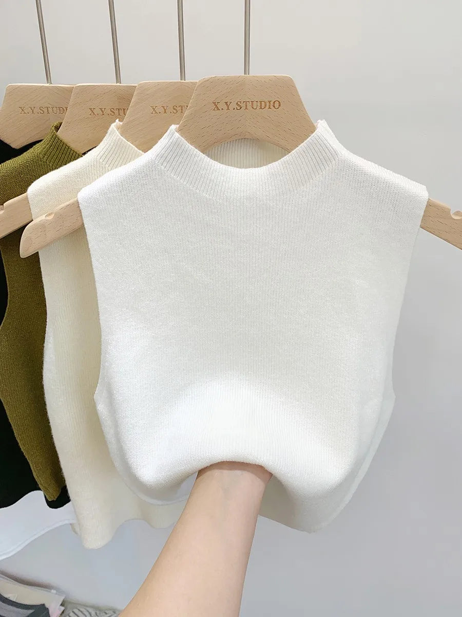 Slim Sleeveless Knit Tank Sweater - view 7