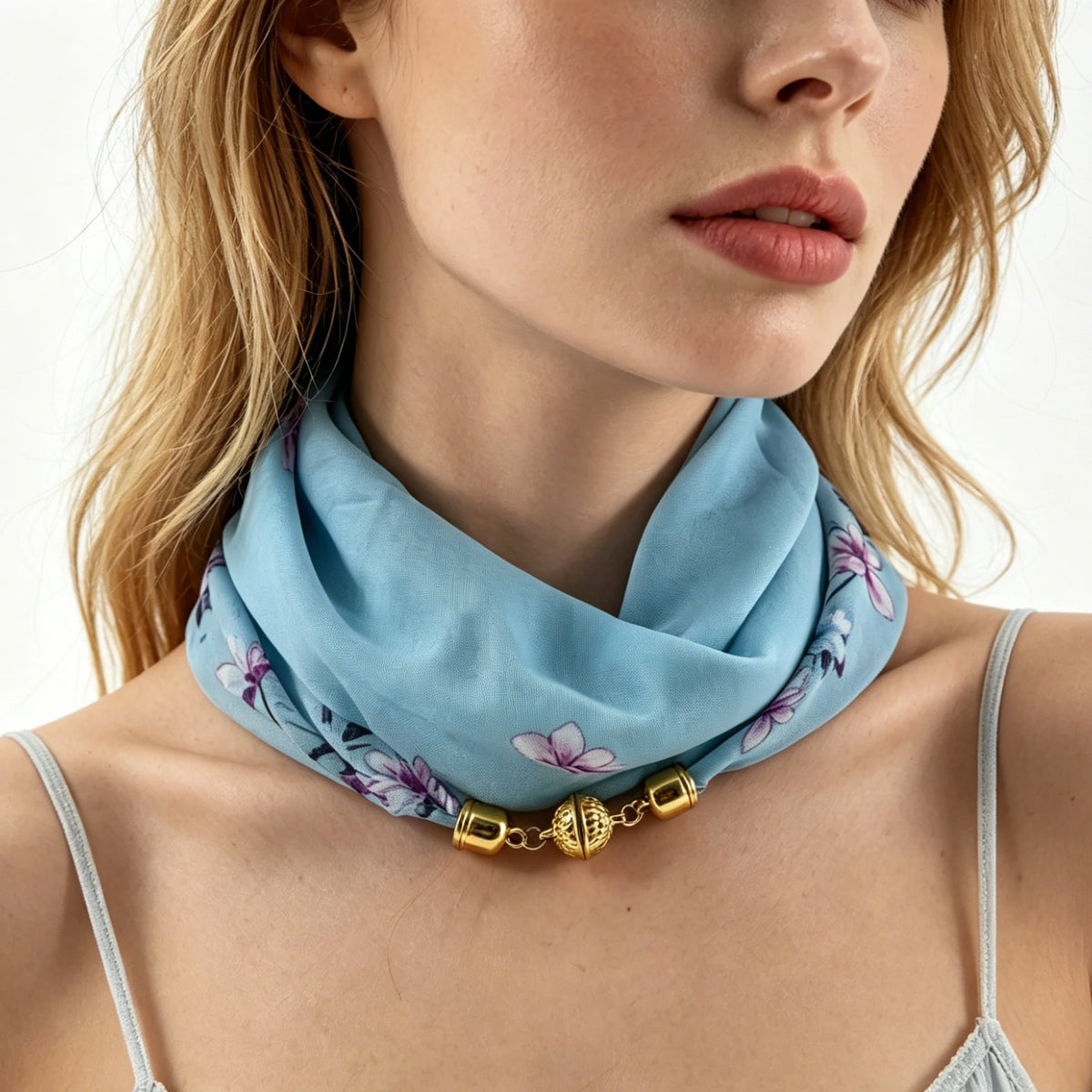Magnetic-Buckle Chiffon Neck Scarf - view 4