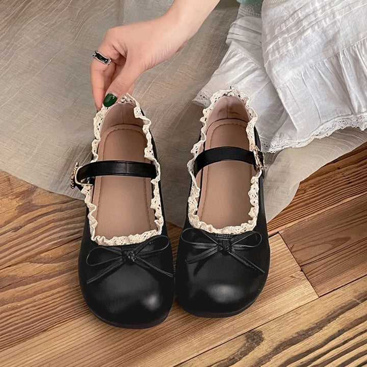 Ruffled Lace Mary Jane Flats